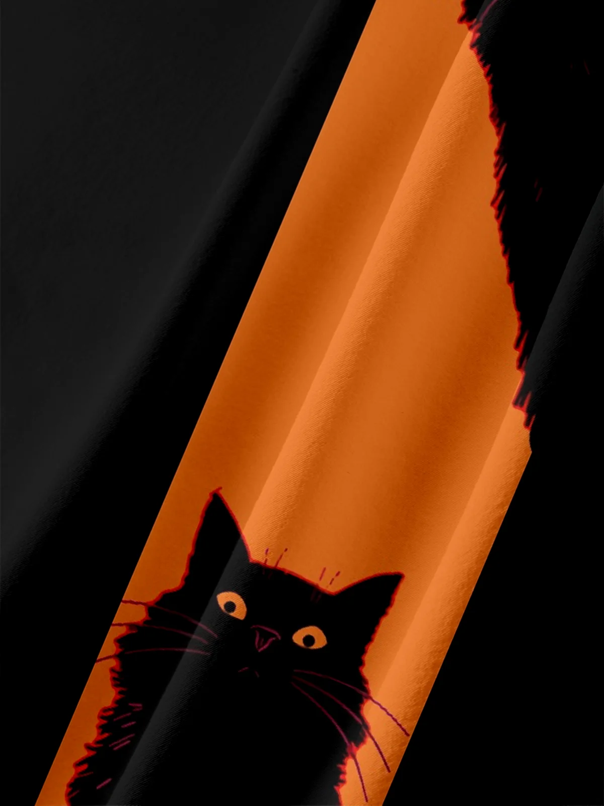 Moisture Wicking Halloween Black Cat Chest Pocket  Bowling Shirt