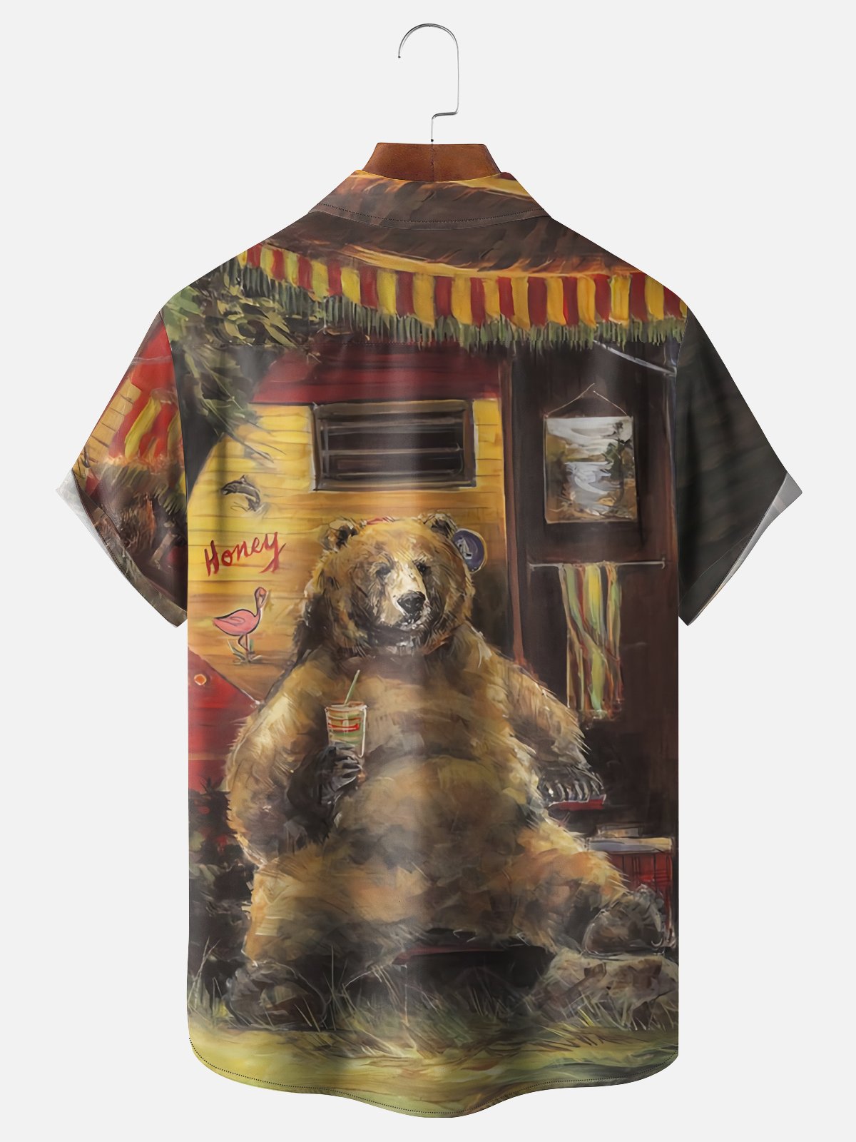 Moisture-wicking Brown Bear Chest Pocket Casual Shirt