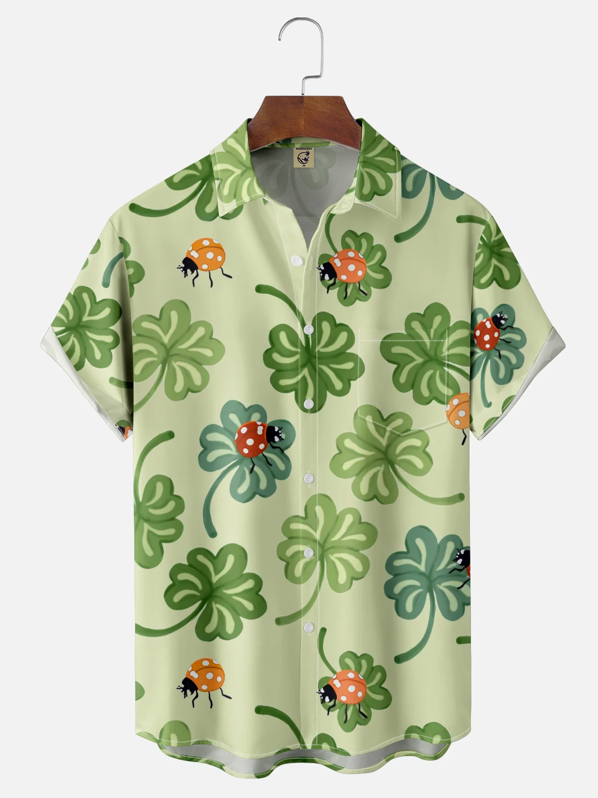 Moisture-wicking Clover Ladybug Chest Pocket Casual Shirt