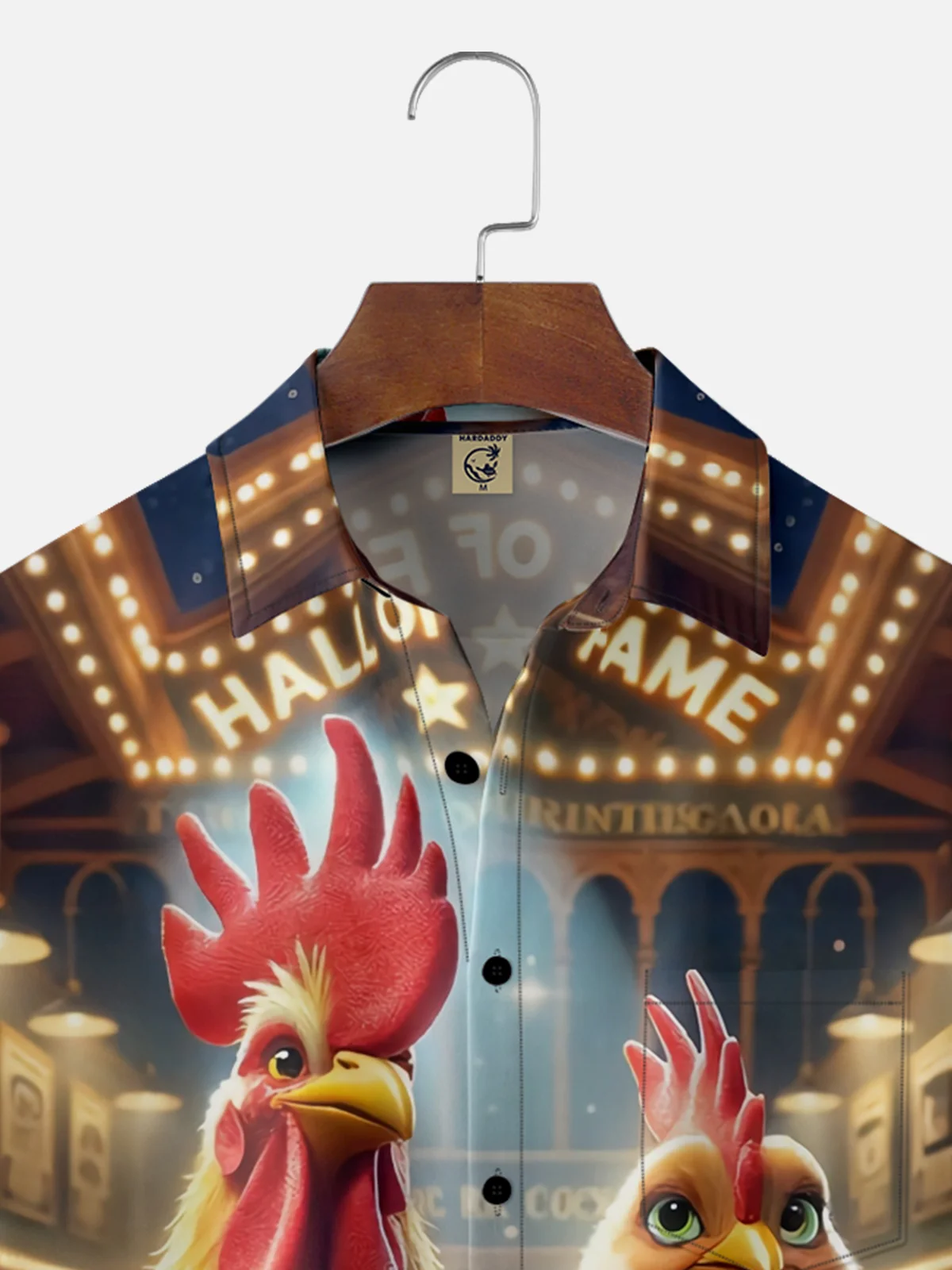 Moisture Wicking Fun Party Chicken Chest Pocket Hawaiian Shirt