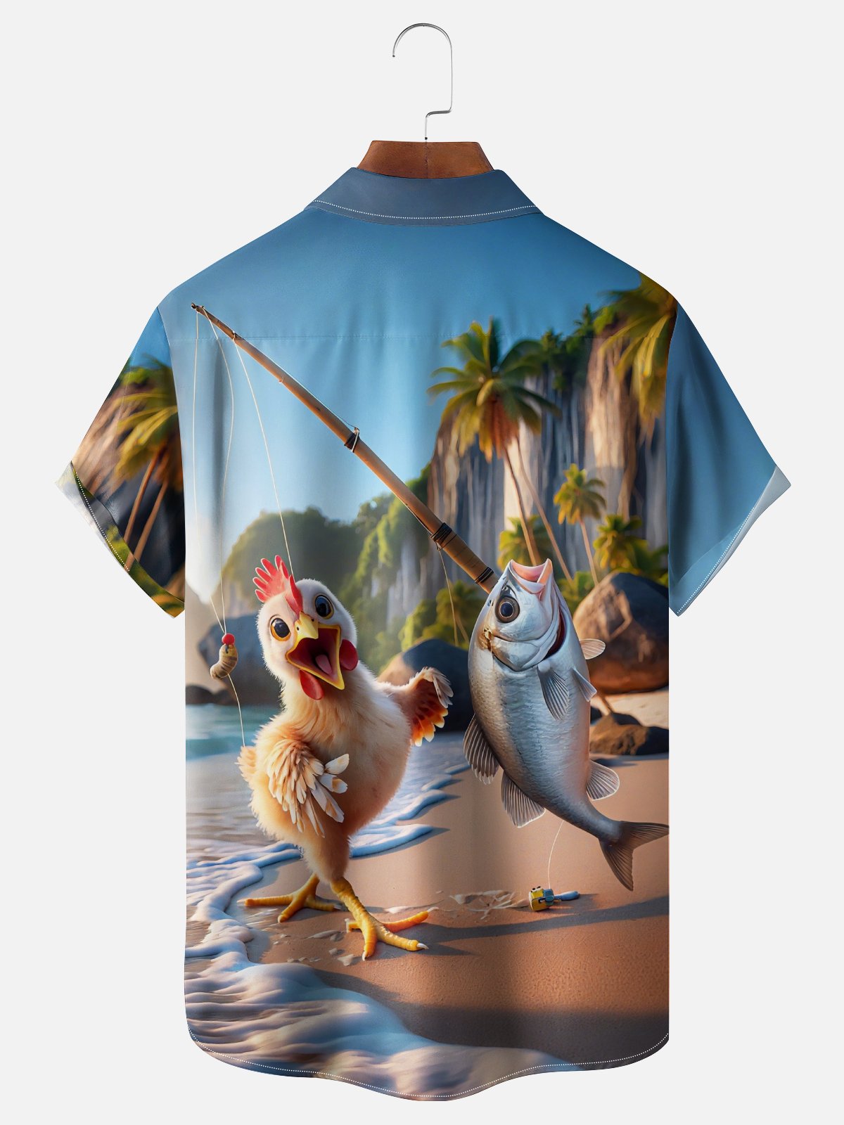 Moisture-wicking Chicken Fishing Chest Pocket Casual Shirt