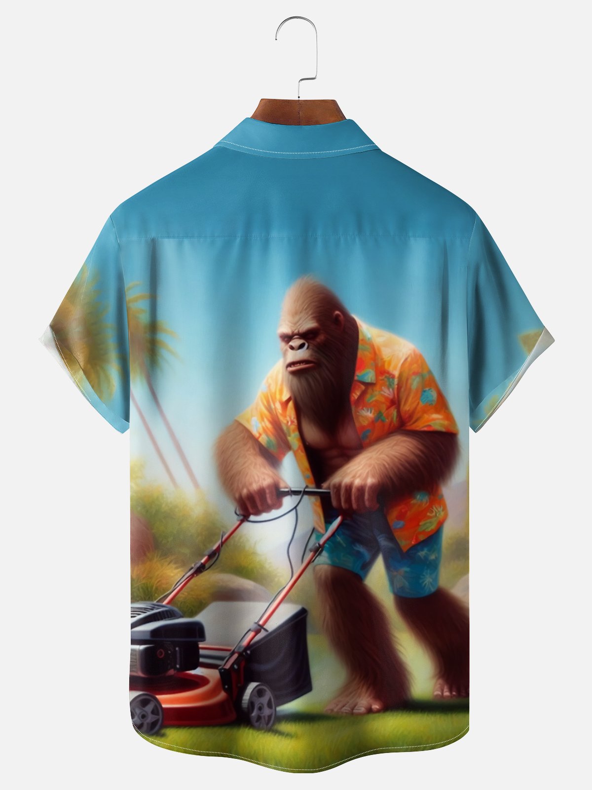 Moisture Wicking Garden Weeder Bigfoot Chest Pocket Hawaiian Shirt