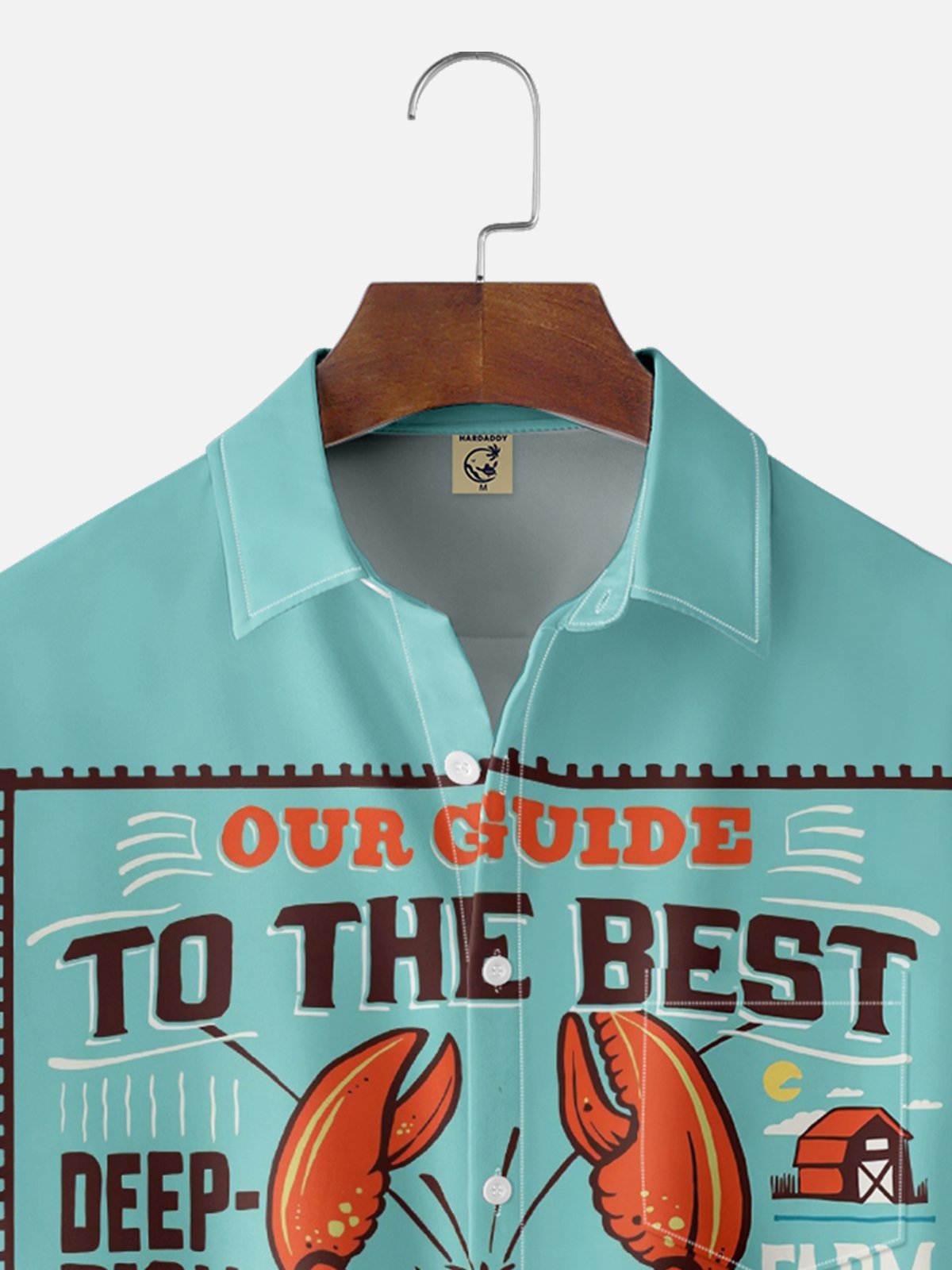 Moisture-wicking Lobster Festival Chest Pocket Hawaiian Shirt