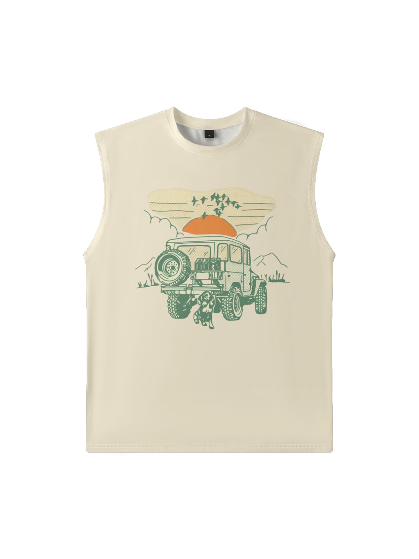 Mens Crewneck Tank Tops Jeep Beach Sleeveless Shirt