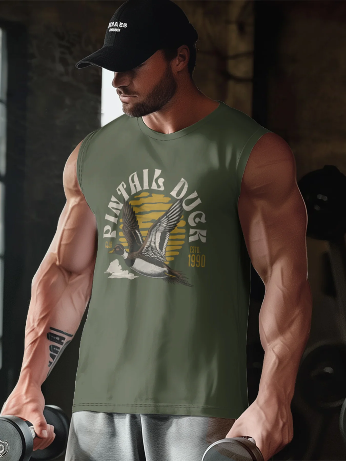 Mens Crewneck Tank Tops Duck Hunting Beach Sleeveless Shirt