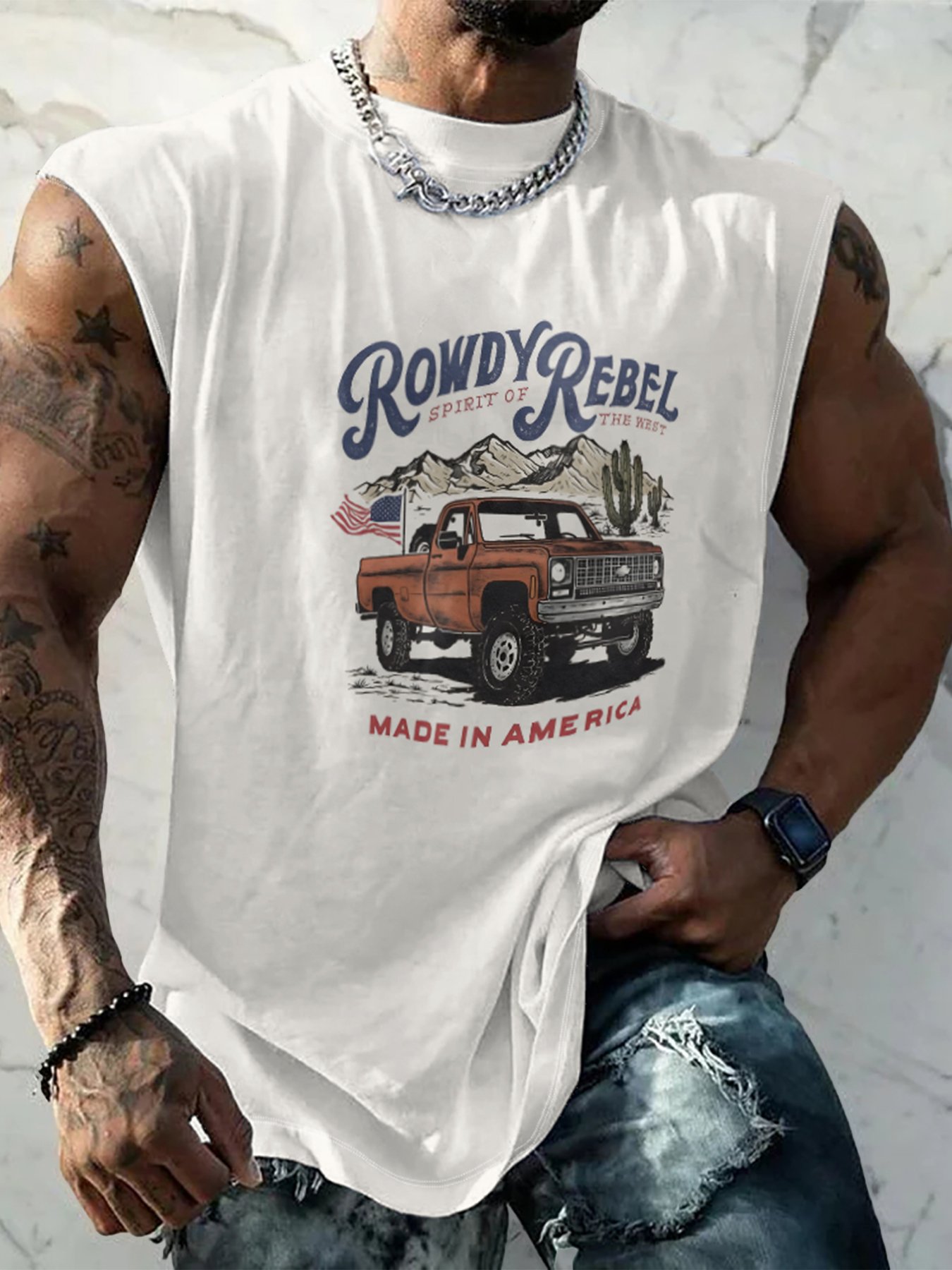 Mens Crewneck Tank Tops Truck Beach Sleeveless Shirt