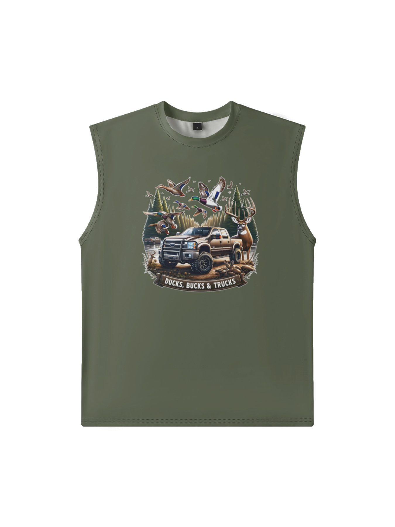 Mens Crewneck Tank Tops Ducks Bucks Trucks Beach Sleeveless Shirt