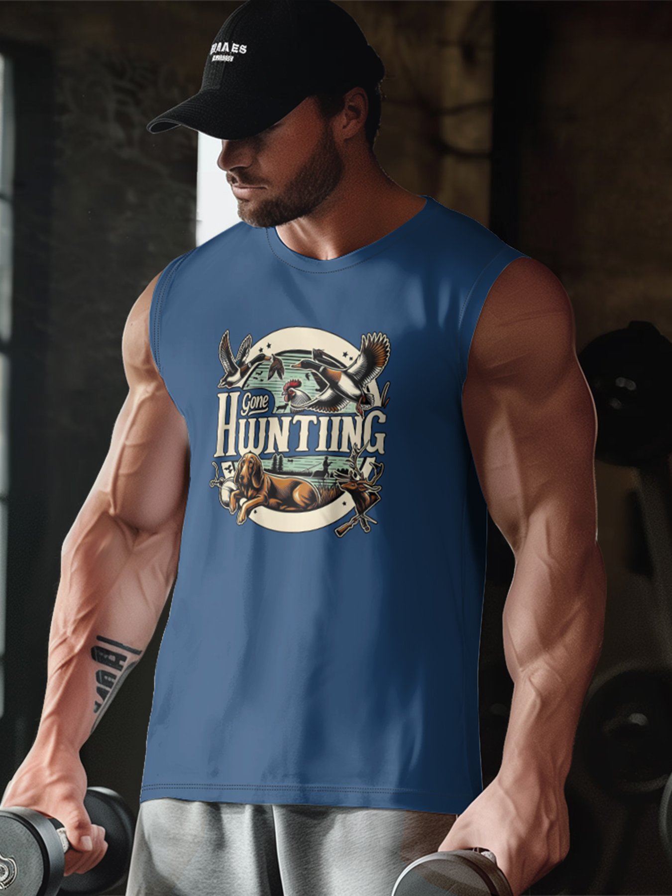 Mens Crewneck Tank Tops Duck Hunting Beach Sleeveless Shirt