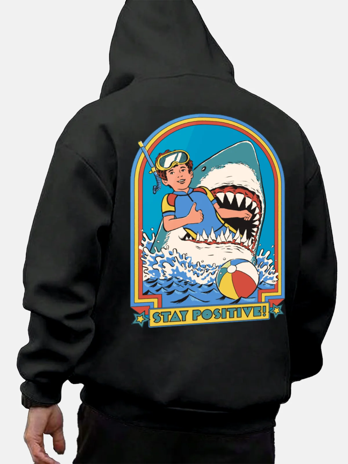 Stay Positive Shark Casual Hoodie Sweatshirt