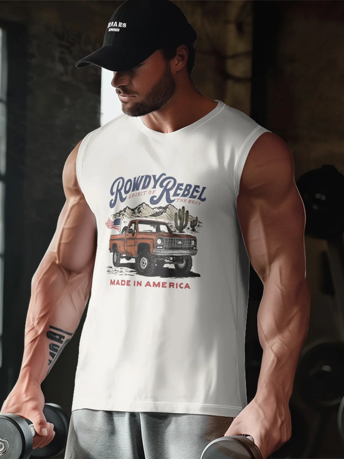 Mens Crewneck Tank Tops Truck Beach Sleeveless Shirt