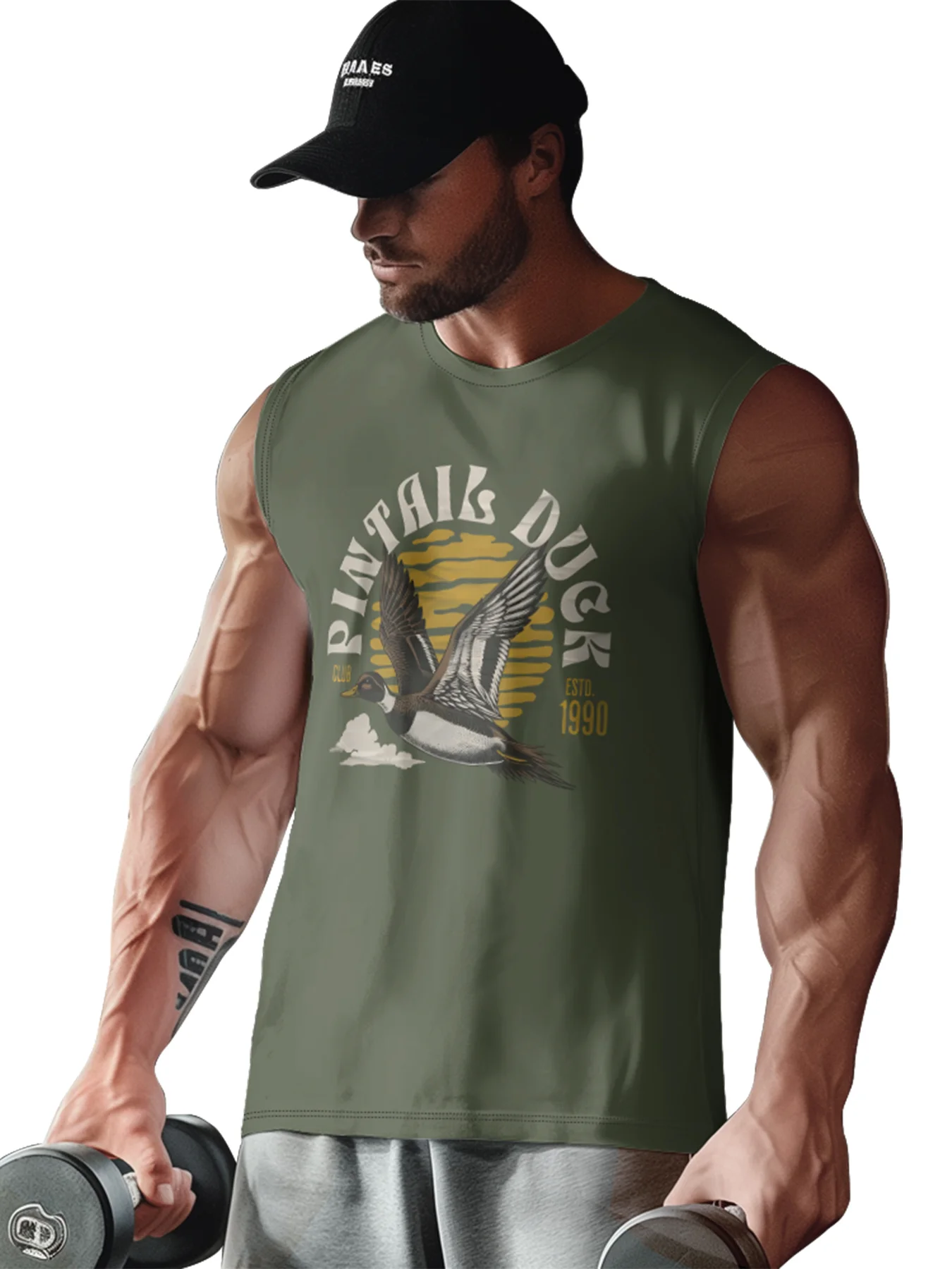 Mens Crewneck Tank Tops Duck Hunting Beach Sleeveless Shirt