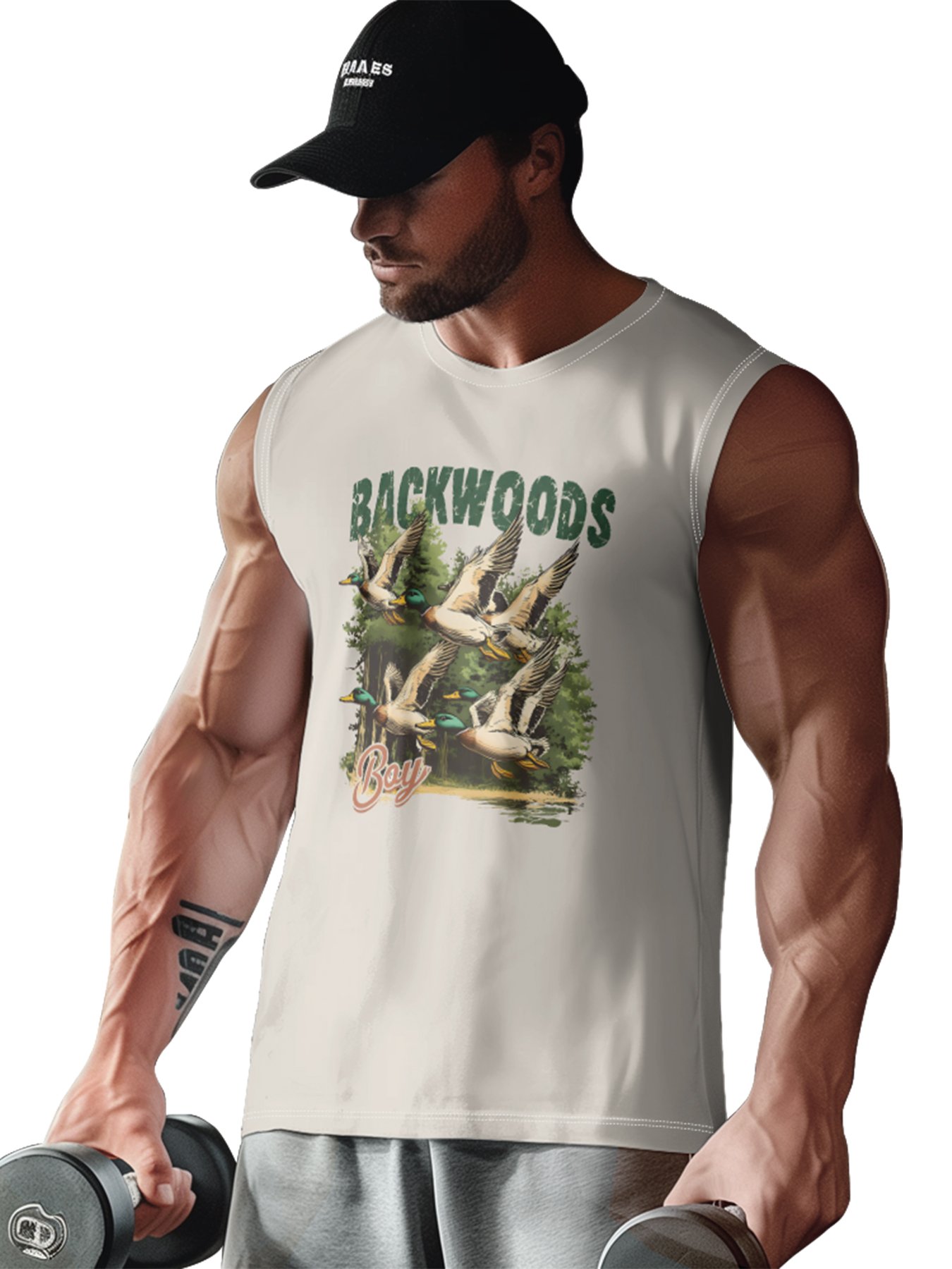 Mens Crewneck Tank Tops Duck Hunting Beach Sleeveless Shirt