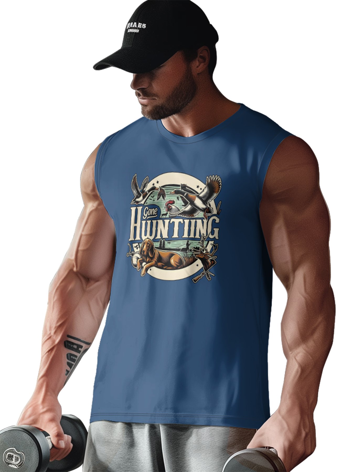 Mens Crewneck Tank Tops Duck Hunting Beach Sleeveless Shirt