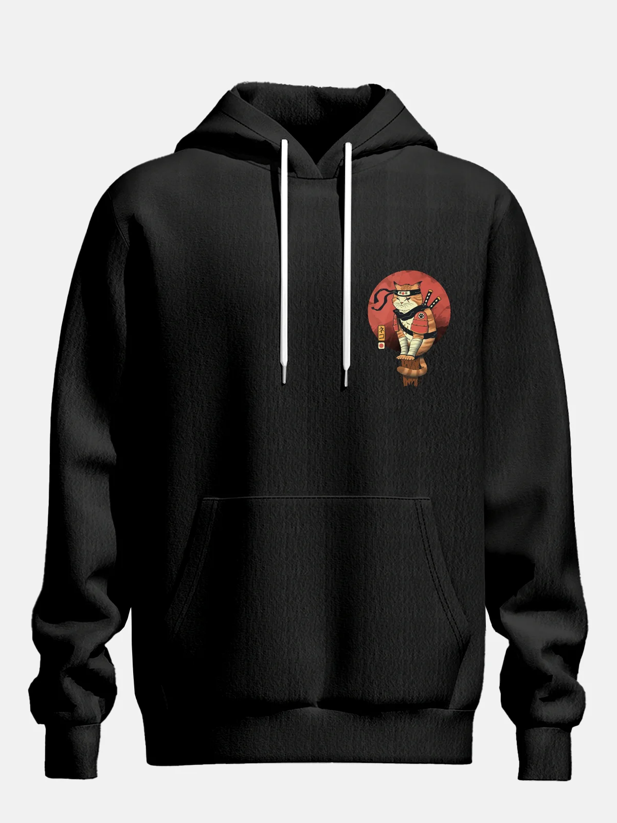 Japanese Ukiyoe Samurai Cat Casual Hoodie Sweatshirt