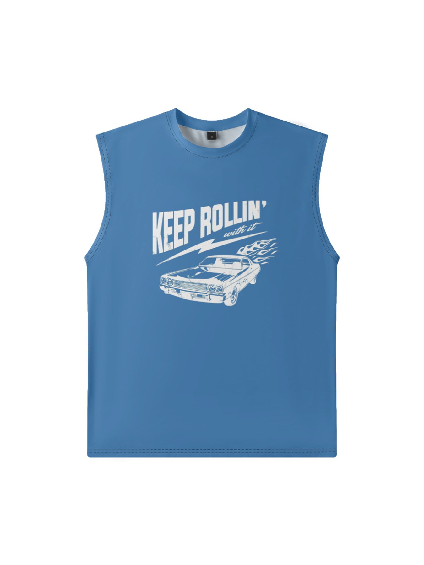 Mens Crewneck Tank Tops Keep Rollin Beach Sleeveless Shirt
