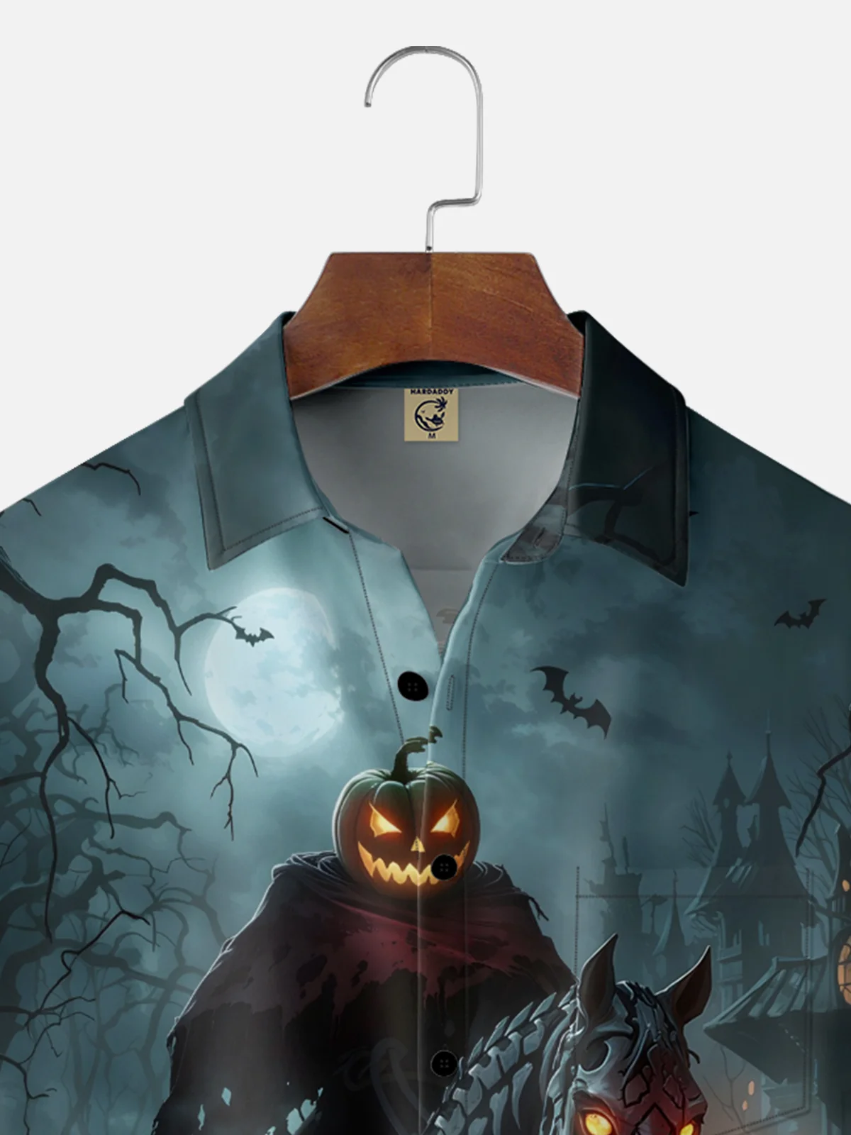 Moisture-wicking Halloween Headless Horseman Pumpkin Chest Pocket Casual Shirt