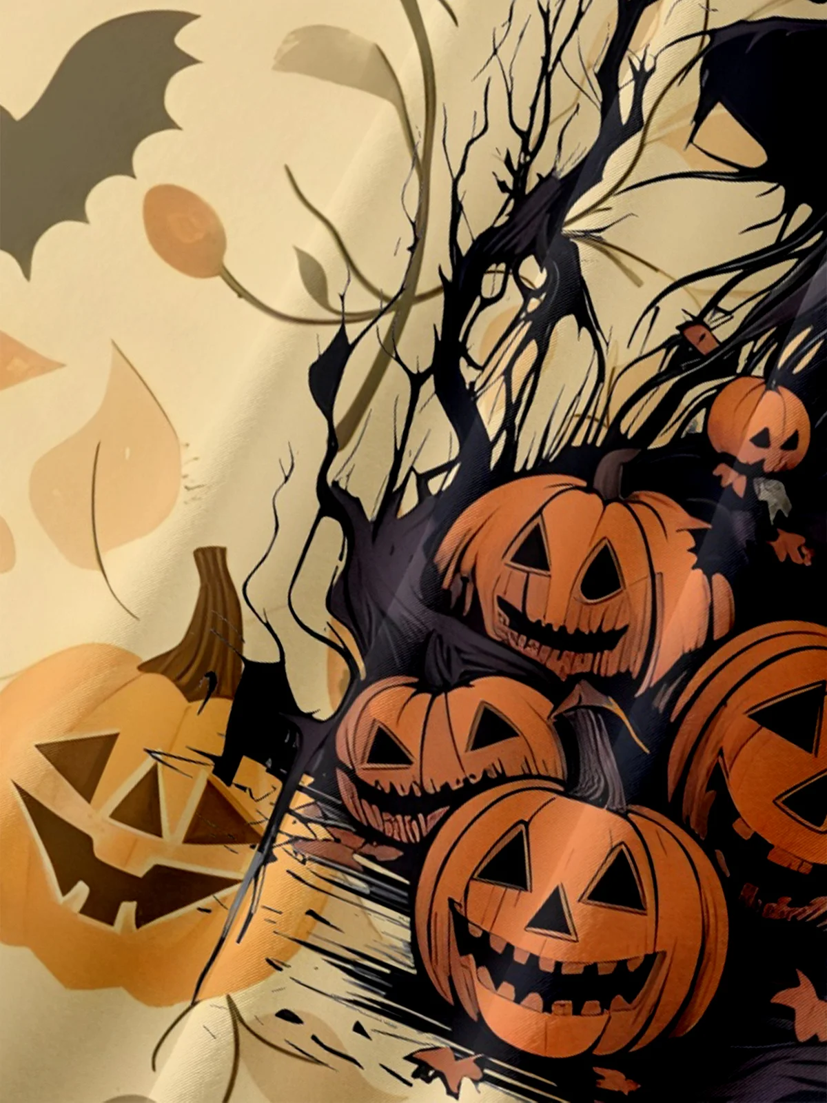 Moisture-wicking Halloween Skull Pumpkin Chest Pocket Casual Shirt