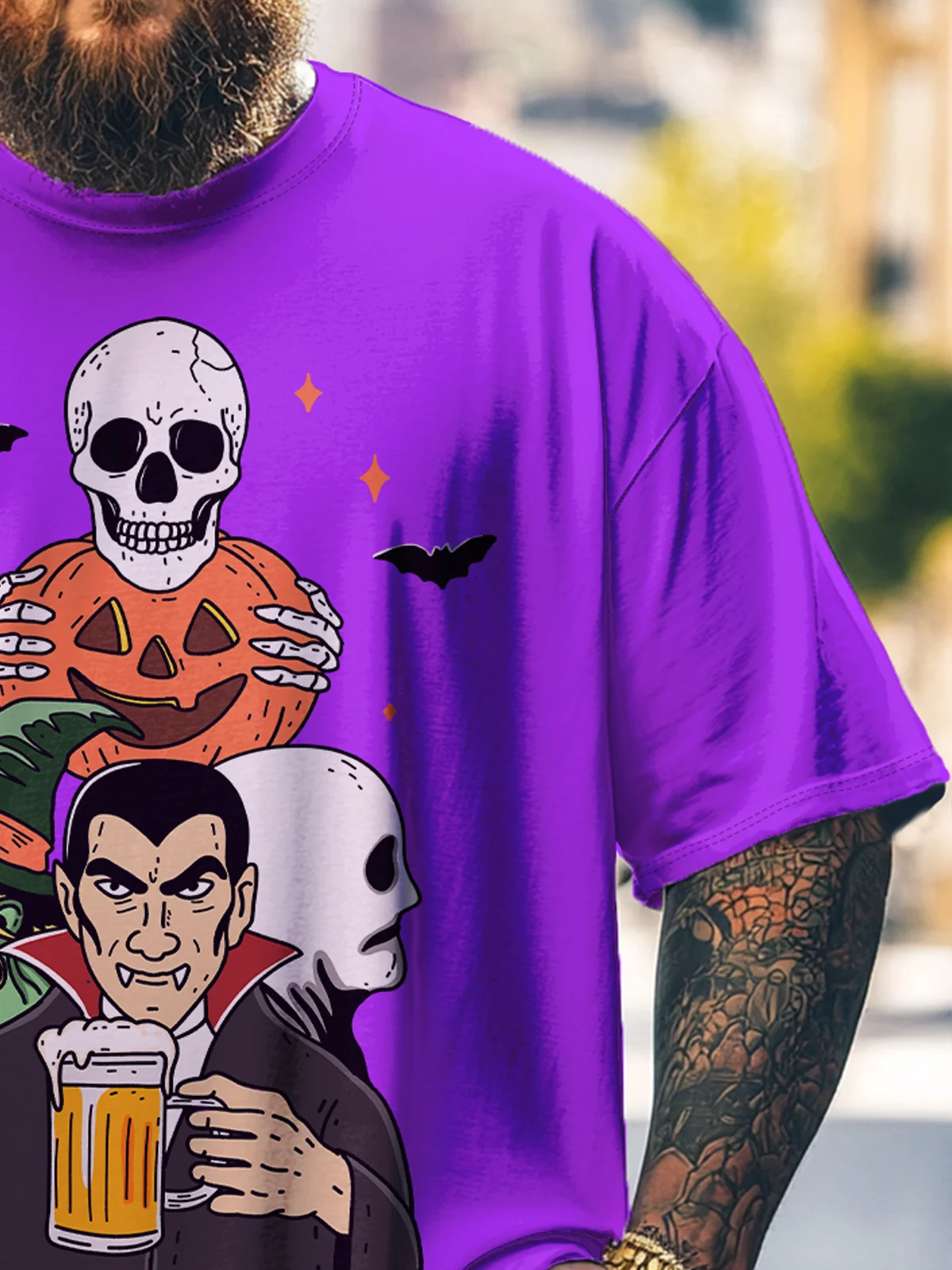 Hardaddy x Kimprut Imut Big Size Men's Funny Vampire Pumpkin Skull Halloween Multicolor Loose T-shirt