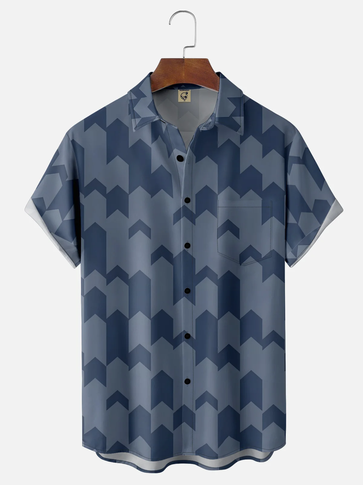 Moisture-wicking Artistic Geometry Chest Pocket Casual Shirt