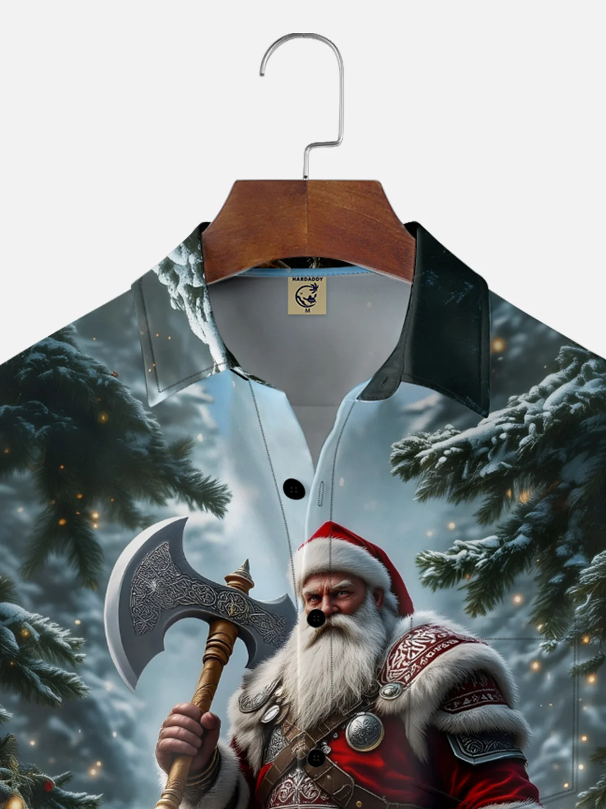 Moisture-wicking Christmas Santa Claus Chest Pocket Casual Shirt