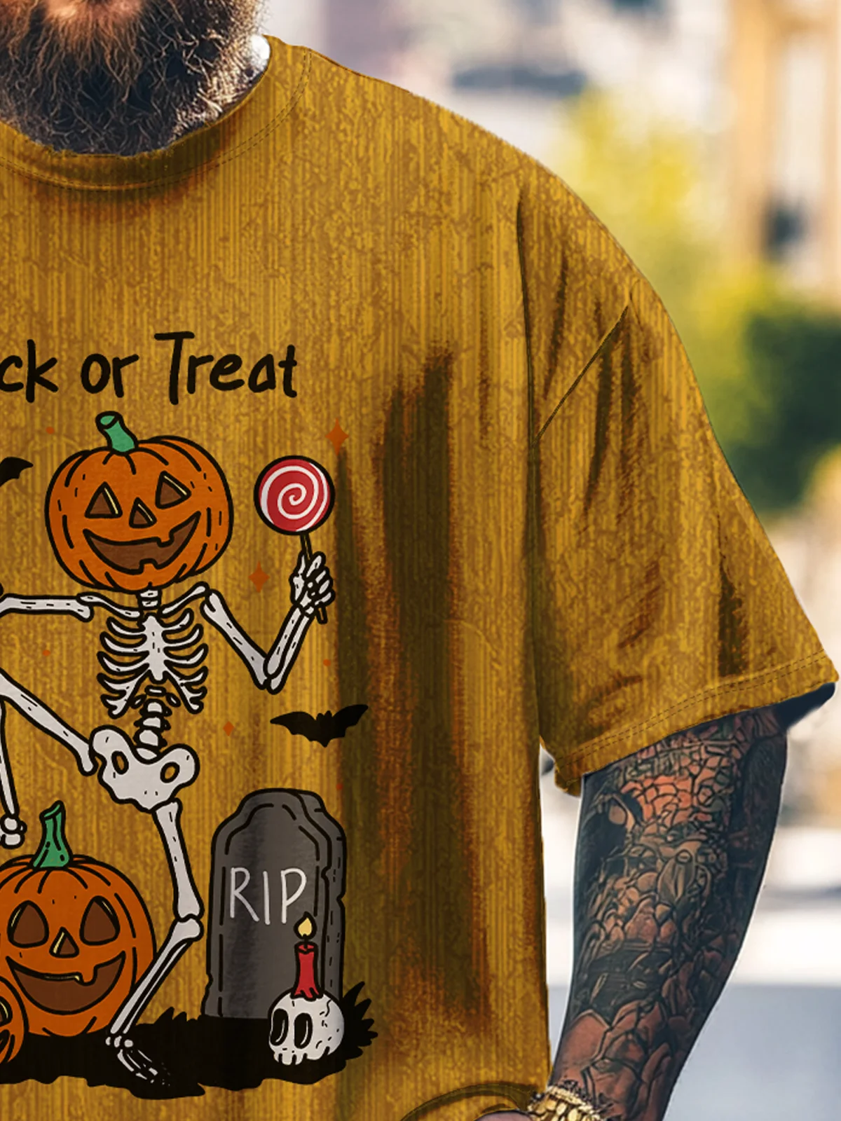 Hardaddy x Kimprut Imut Big Size Men's Funny Pumpkin Skull Halloween Multicolor Loose T-shirt