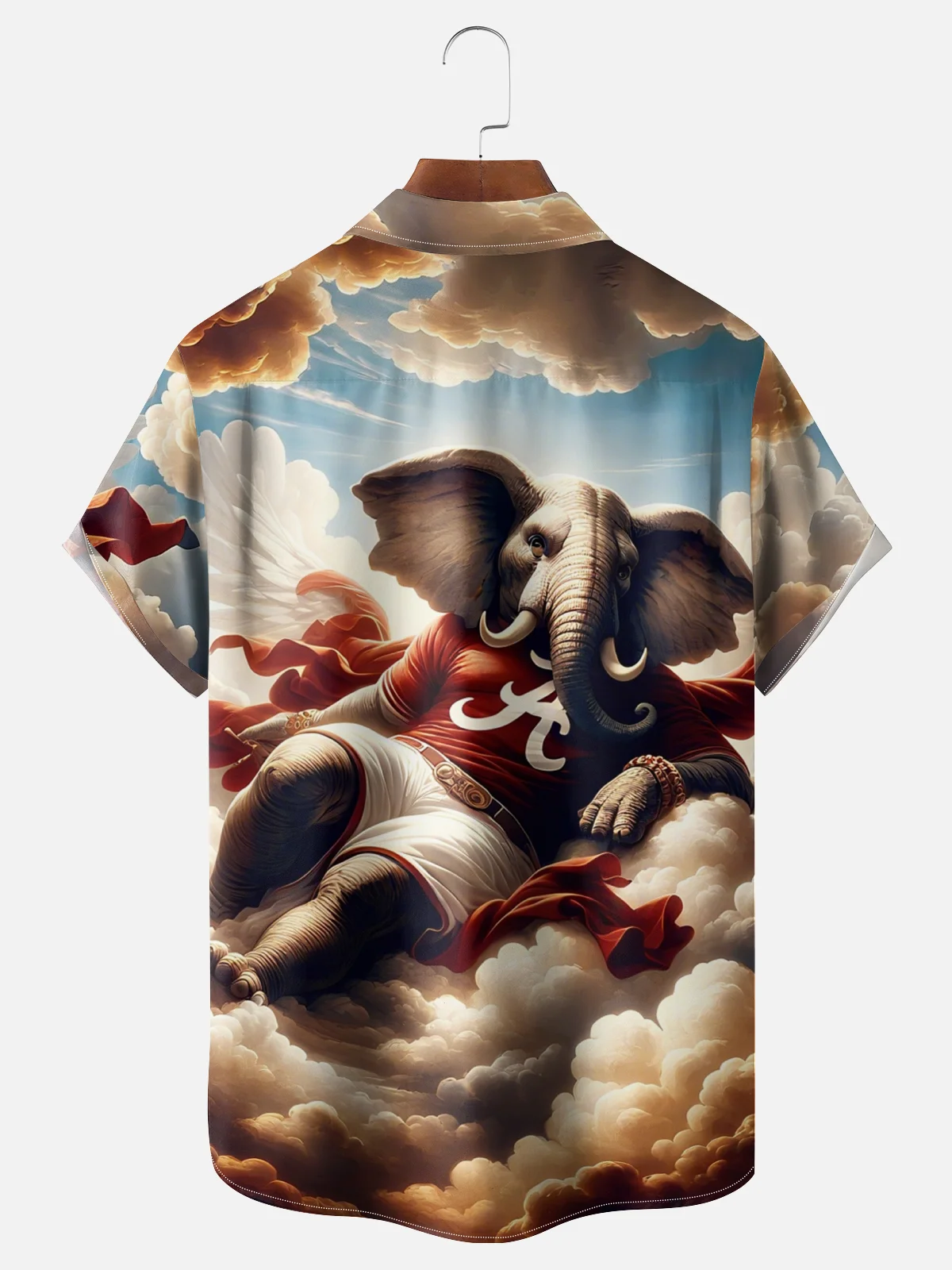 Moisture-wicking American Football Elephant Red Art Alabama Chest Pocket Casual Shirt