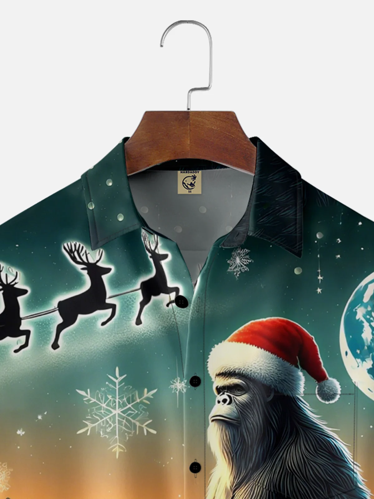 Moisture-wicking Christmas Bigfoot Snowman Chest Pocket Casual Shirt