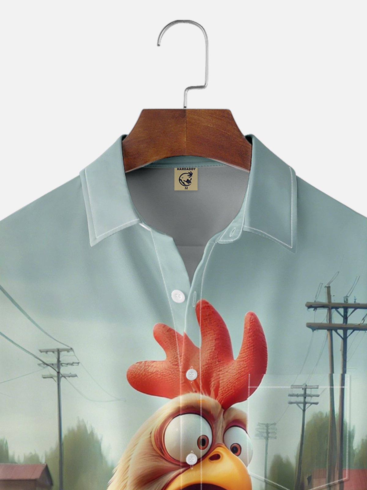 Moisture-wicking Funny Chicken Reading Newspaper Chest Pocket Hawaiian Shirt