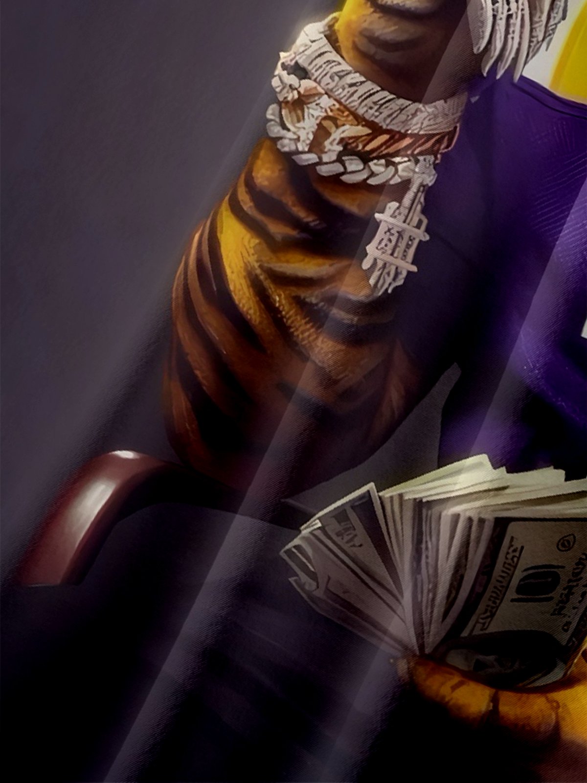 Moisture-wicking American Football Tiger Art Louisiana Chest Pocket Casual Shirt