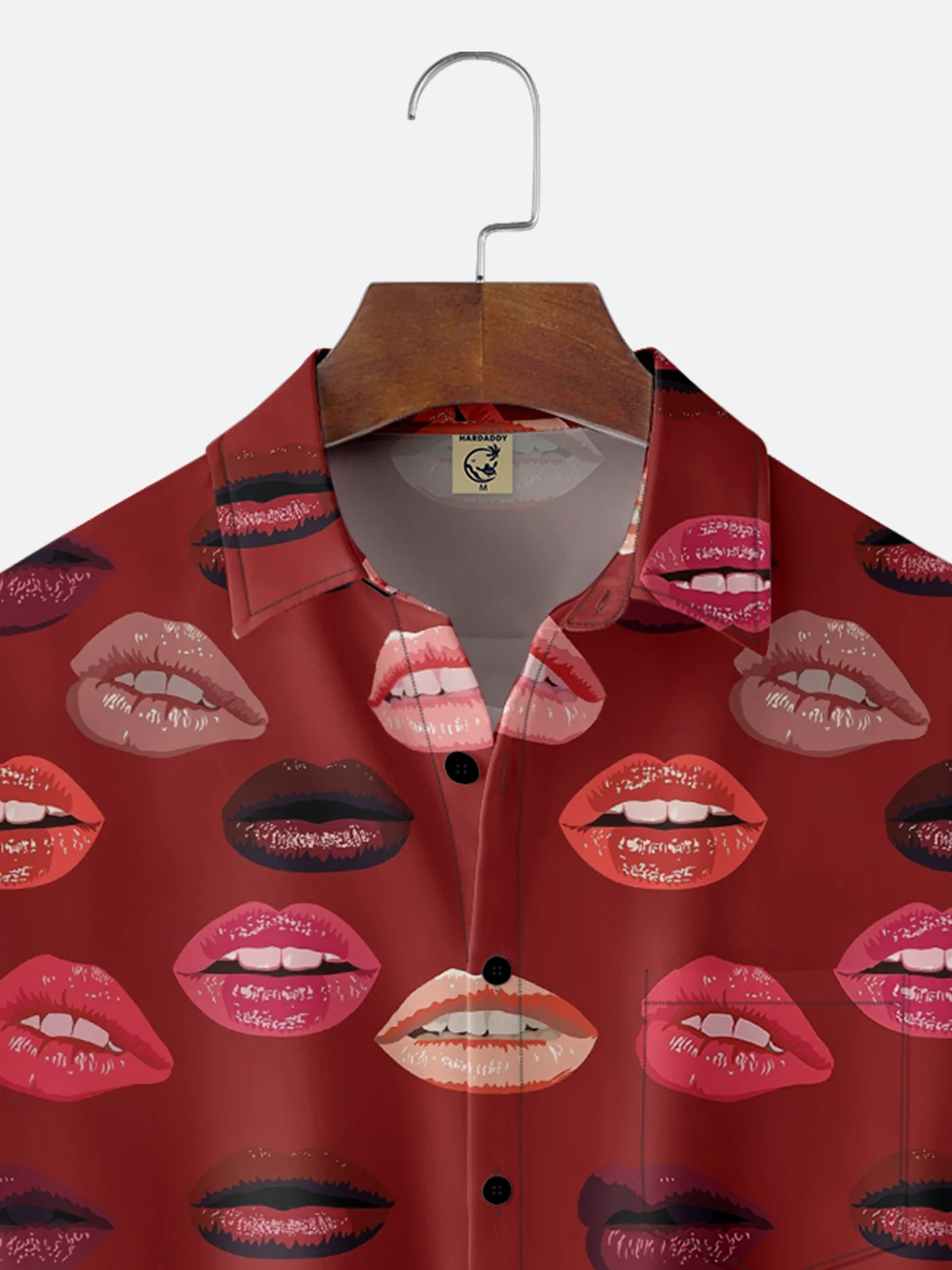 Hardaddy x Anna Lynne Moisture-wicking Funny Sexy Lips Kiss Illustration Chest Pocket Casual Shirt
