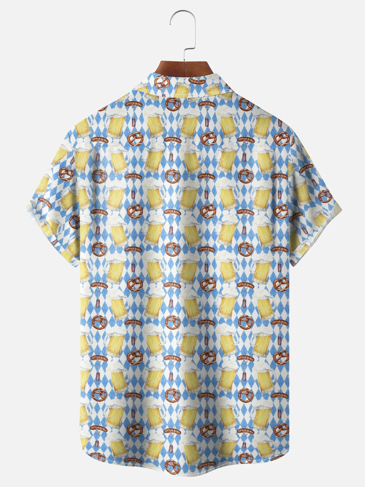 Moisture-wicking Oktoberfest Fun Beer Print Chest Pocket Casual Shirt