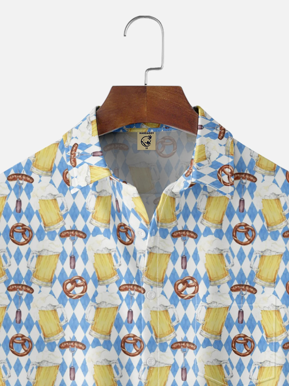 Moisture-wicking Oktoberfest Fun Beer Print Chest Pocket Casual Shirt