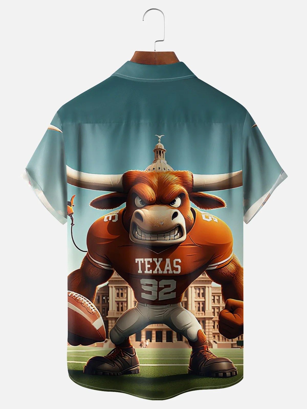 Moisture-wicking American Football Longhorn Art Texas Chest Pocket Casual Shirt