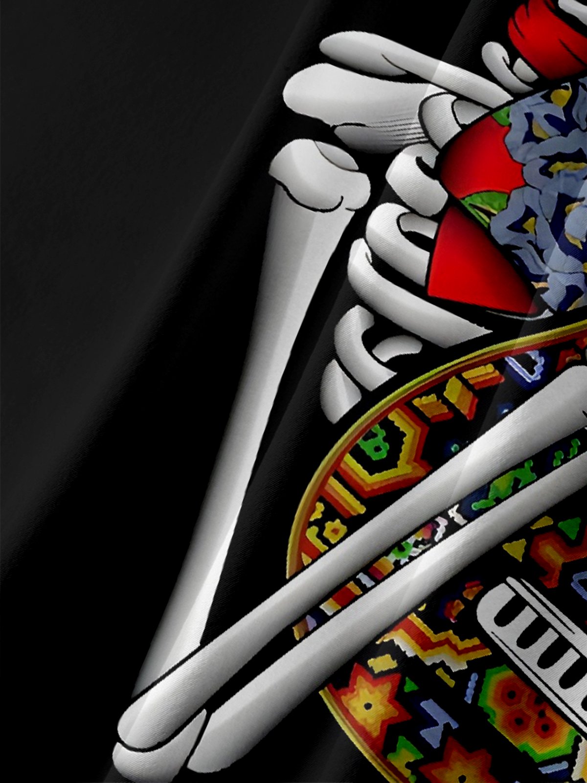 Moisture-wicking Day of the Dead Skeleton Music Chest Pocket Hawaiian Shirt