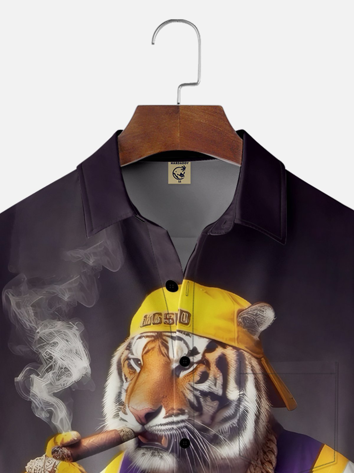 Moisture-wicking American Football Tiger Art Louisiana Chest Pocket Casual Shirt