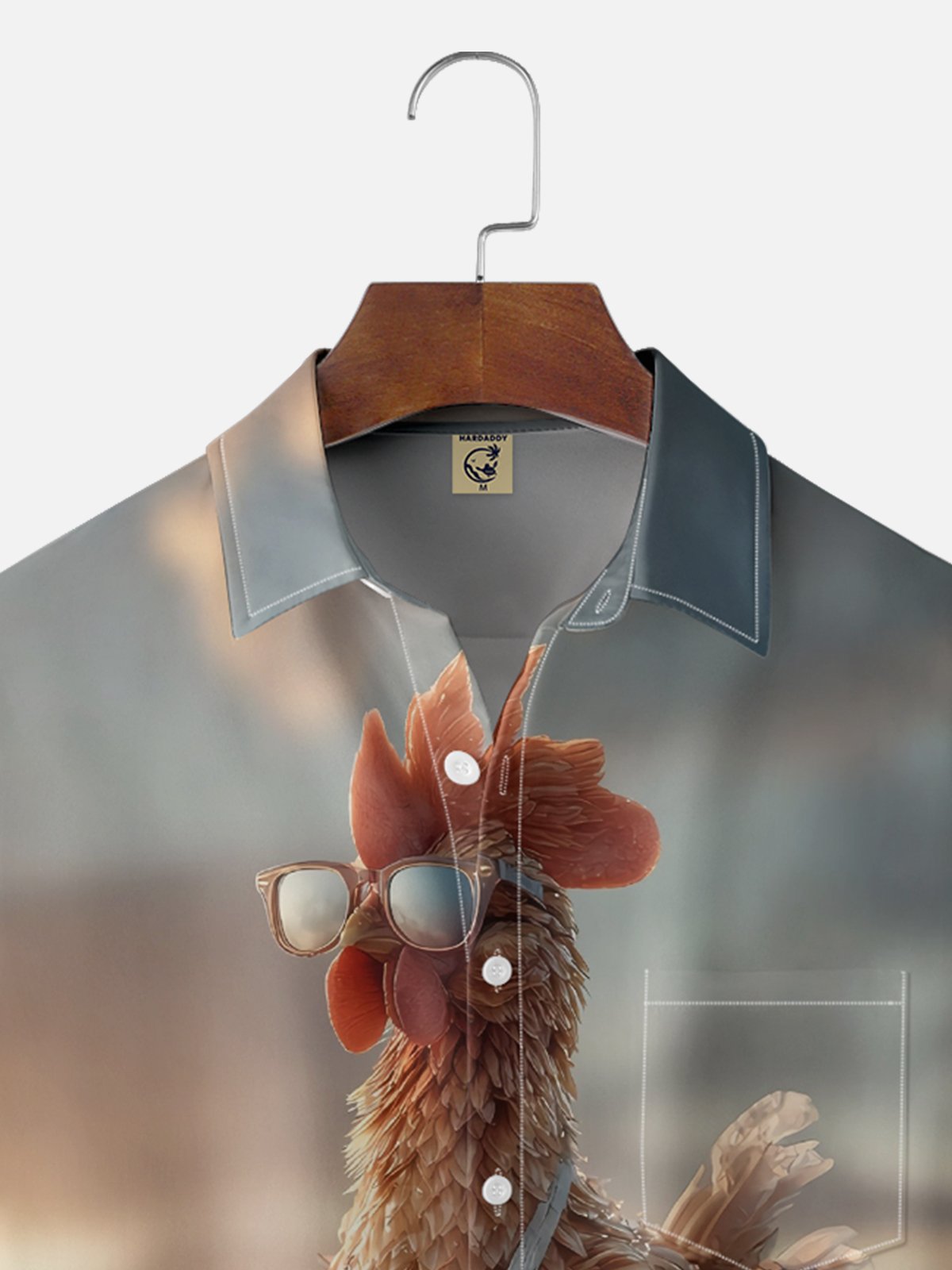 Moisture-wicking Fun Surf Chicken Chest Pocket Hawaiian Shirt