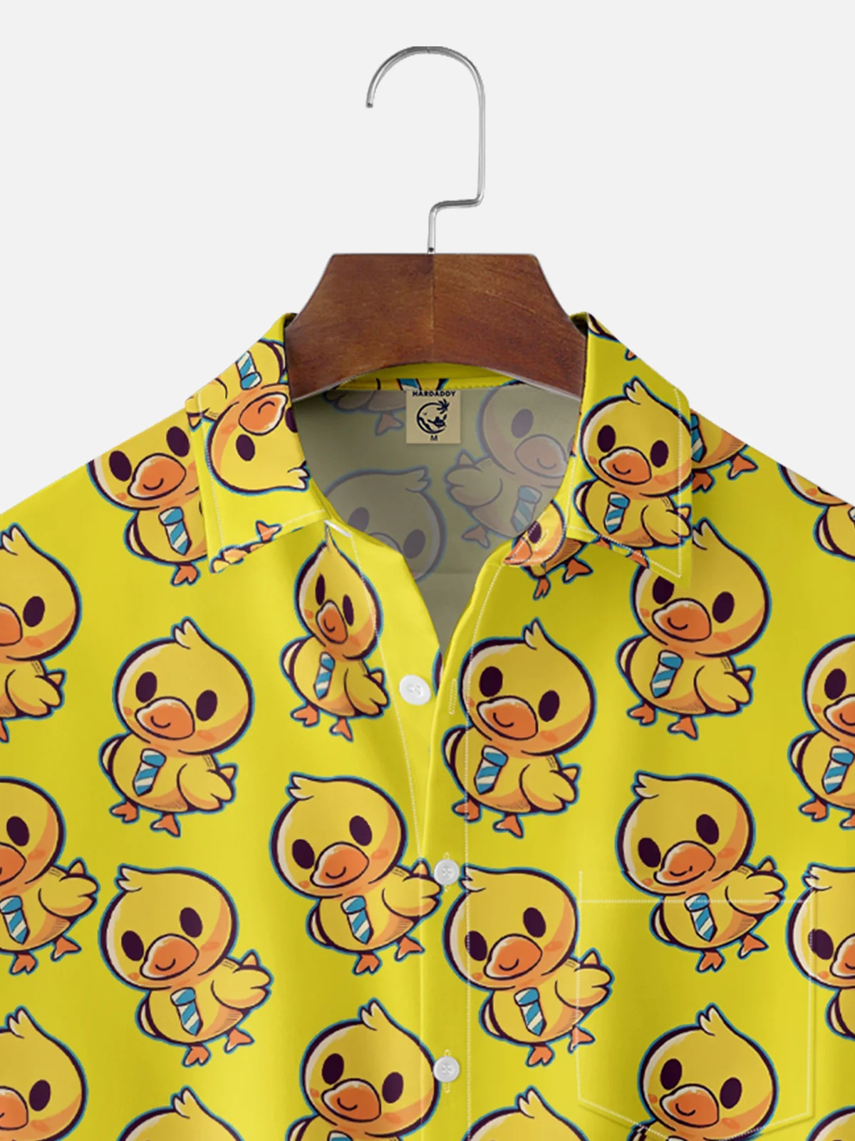 Hardaddy X Techranova Moisture-wicking Yellow Duck Chest Pocket Hawaiian Shirt