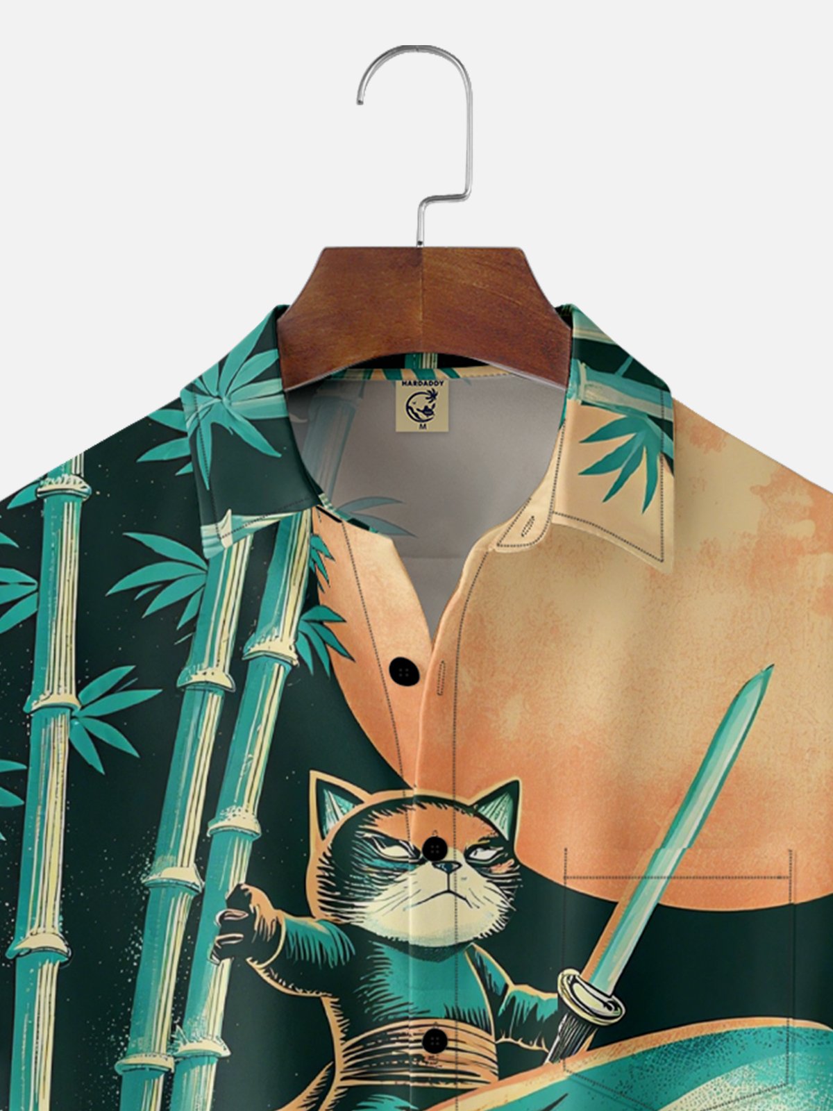 Moisture-Wicking Ukiyo-e Shark Cat Chest Pocket Hawaiian Shirt