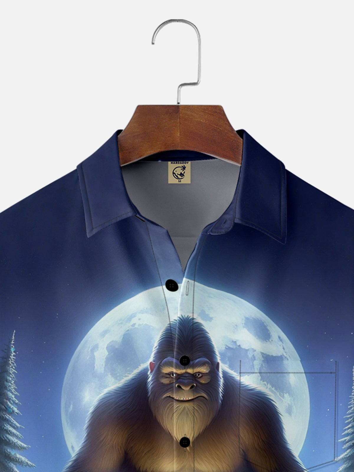 Moisture-Wicking Halloween Pumpkin Bigfoot Chest Pocket Hawaiian Shirt