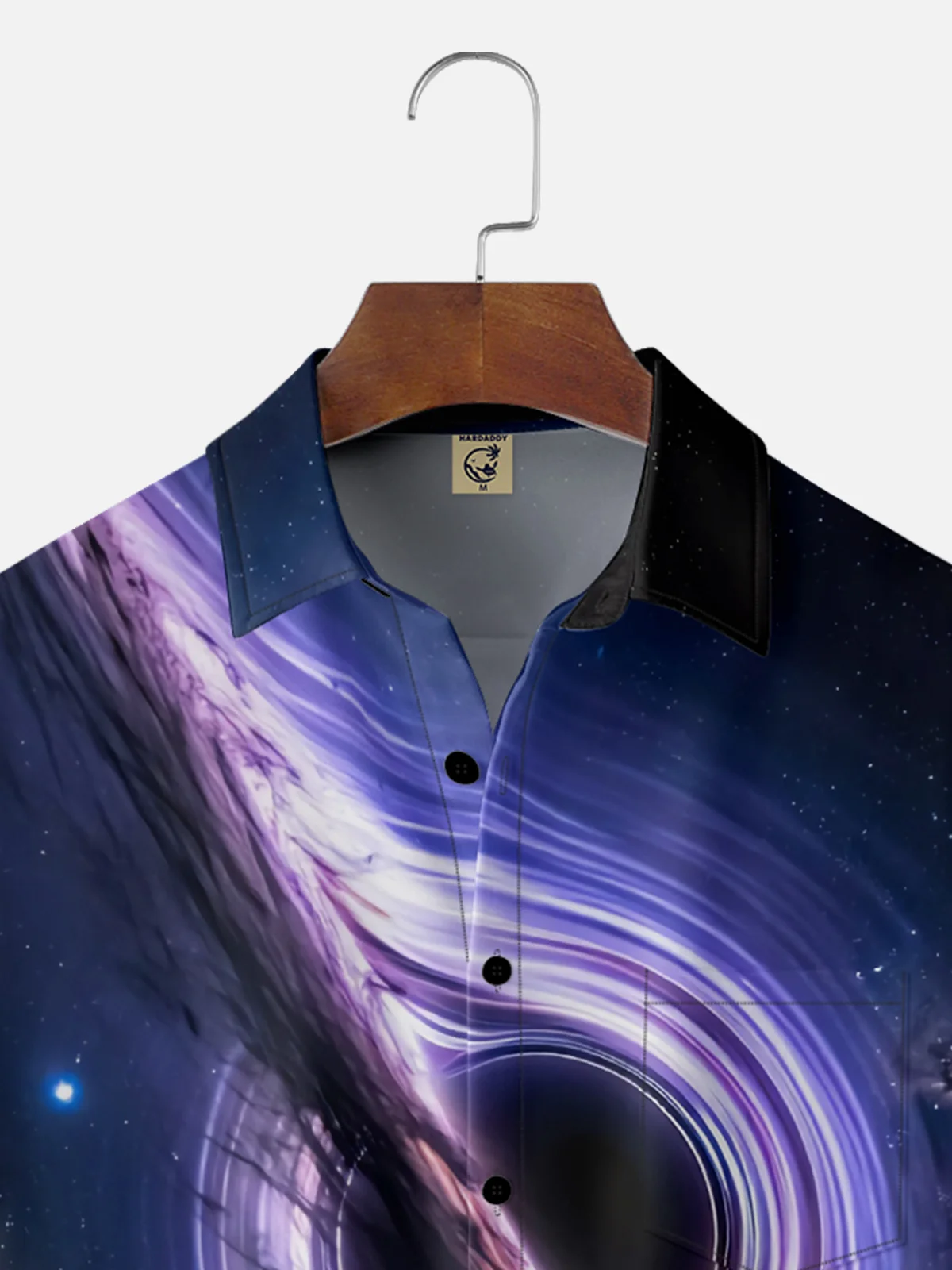 Hardaddy X Digital Carbine Moisture-wicking Universe Astronauts Roaming Black Hole Chest Pocket Hawaiian Shirt