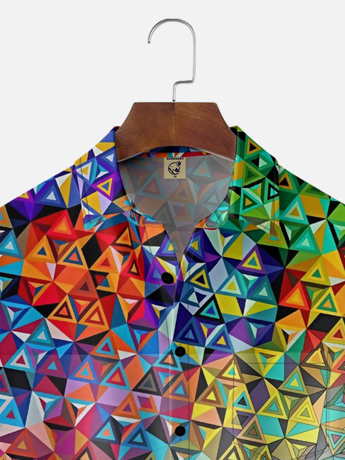 Moisture Wicking Geometric Gradient Art Chest Pocket Hawaiian Shirt