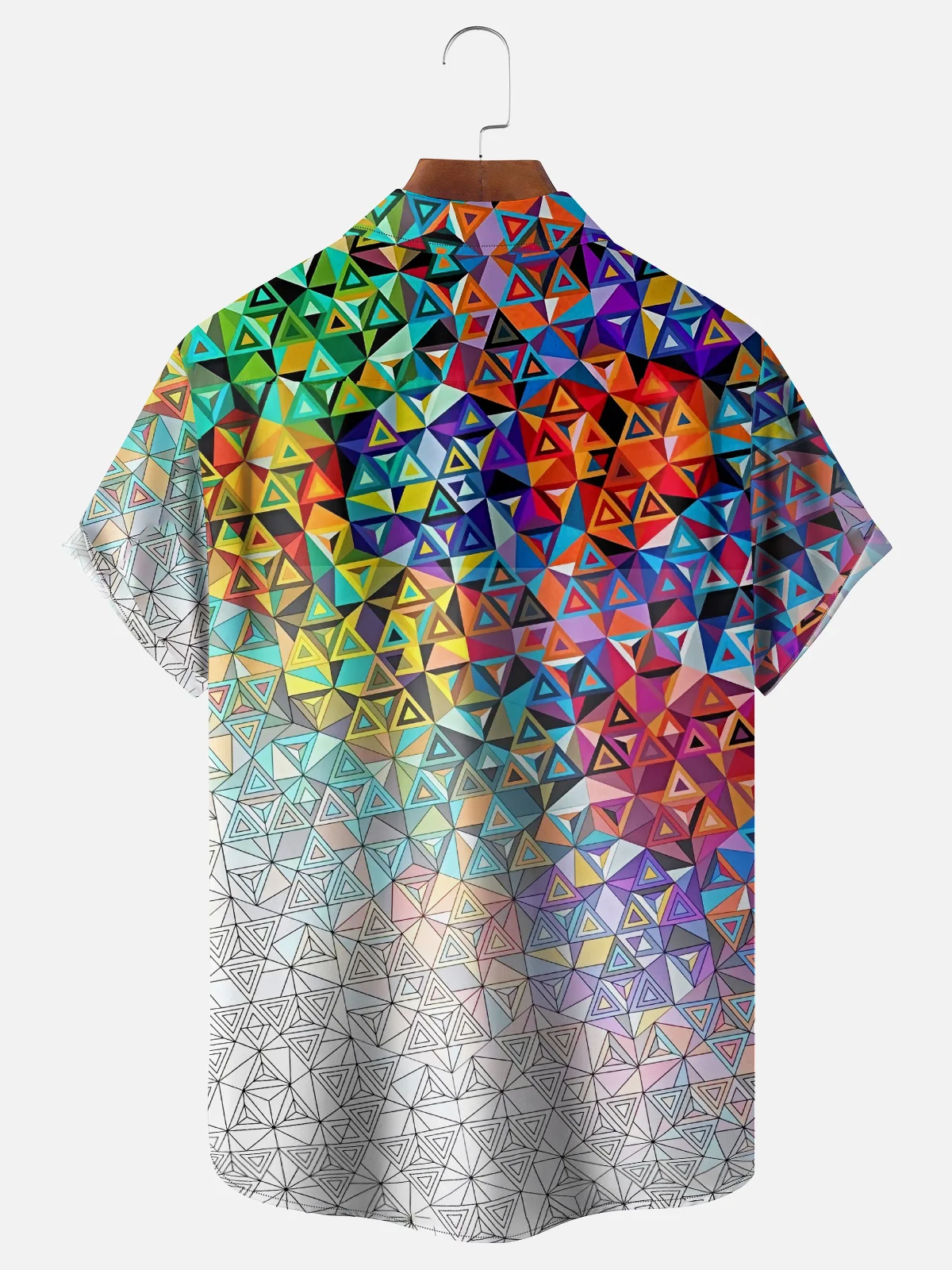 Moisture Wicking Geometric Gradient Art Chest Pocket Hawaiian Shirt