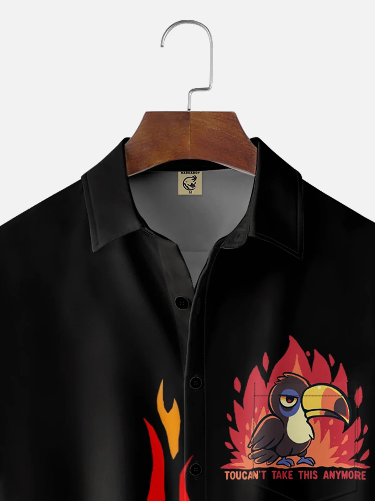 Hardaddy X Techranova Moisture-wicking Parrot Flame Chest Pocket Hawaiian Shirt