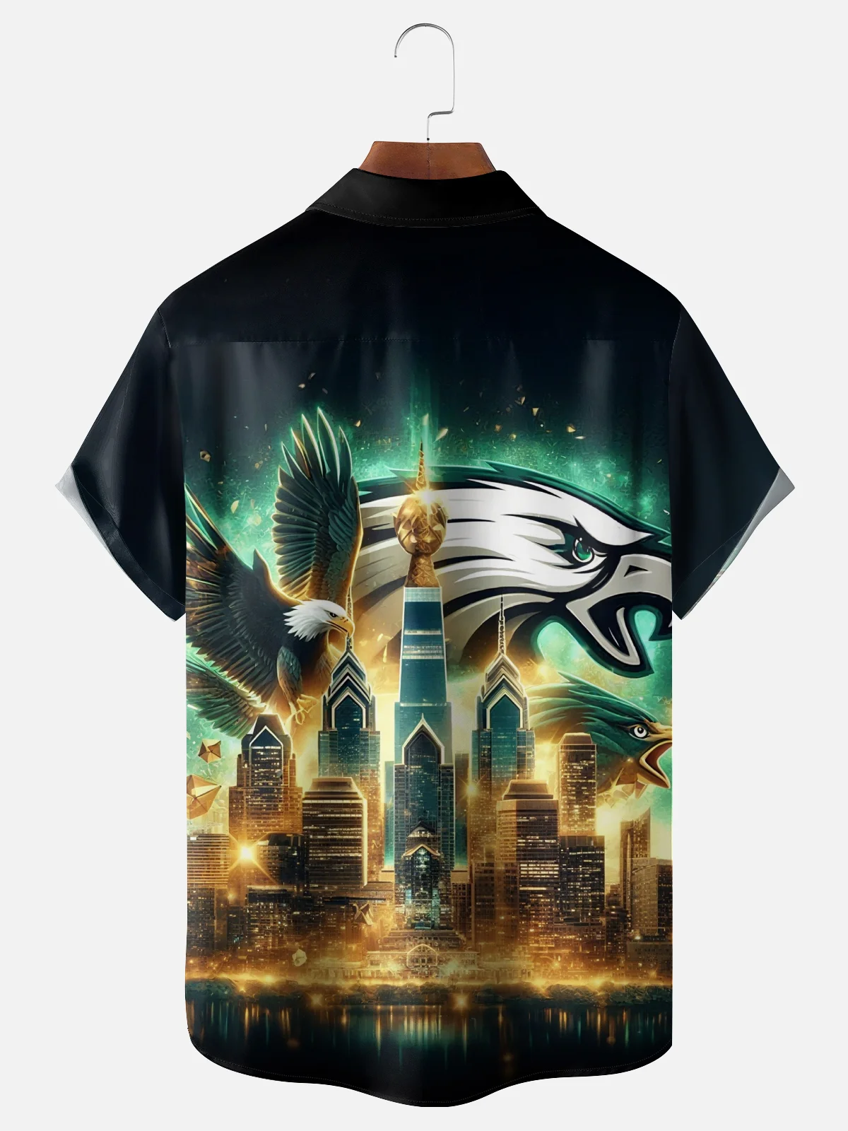 Moisture Wicking Eagles Chest Pocket Hawaiian Shirt