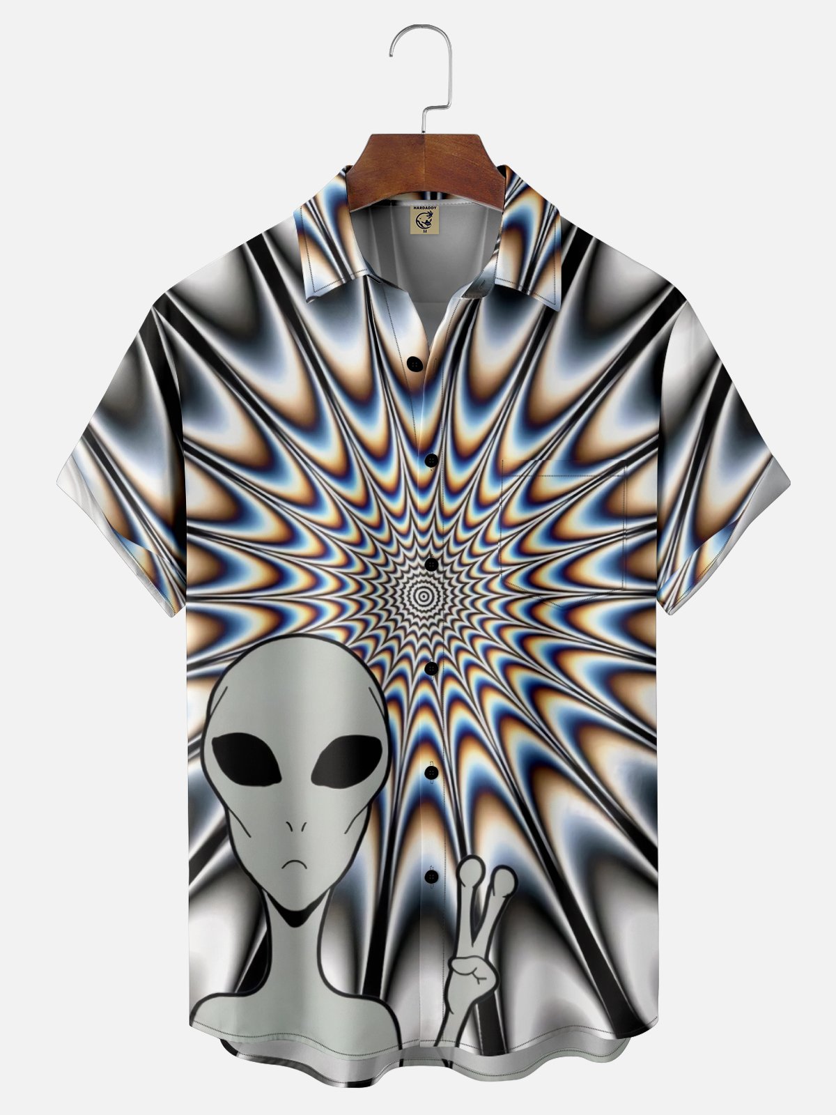 Moisture-wicking UFO Alien Chest Pocket Casual Shirt