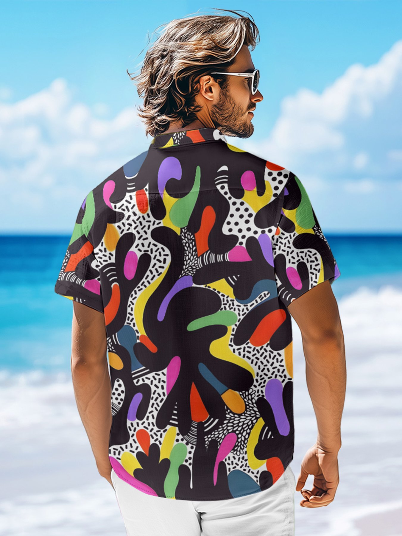 Moisture-wicking Geomatric Chest Pocket Casual Shirt