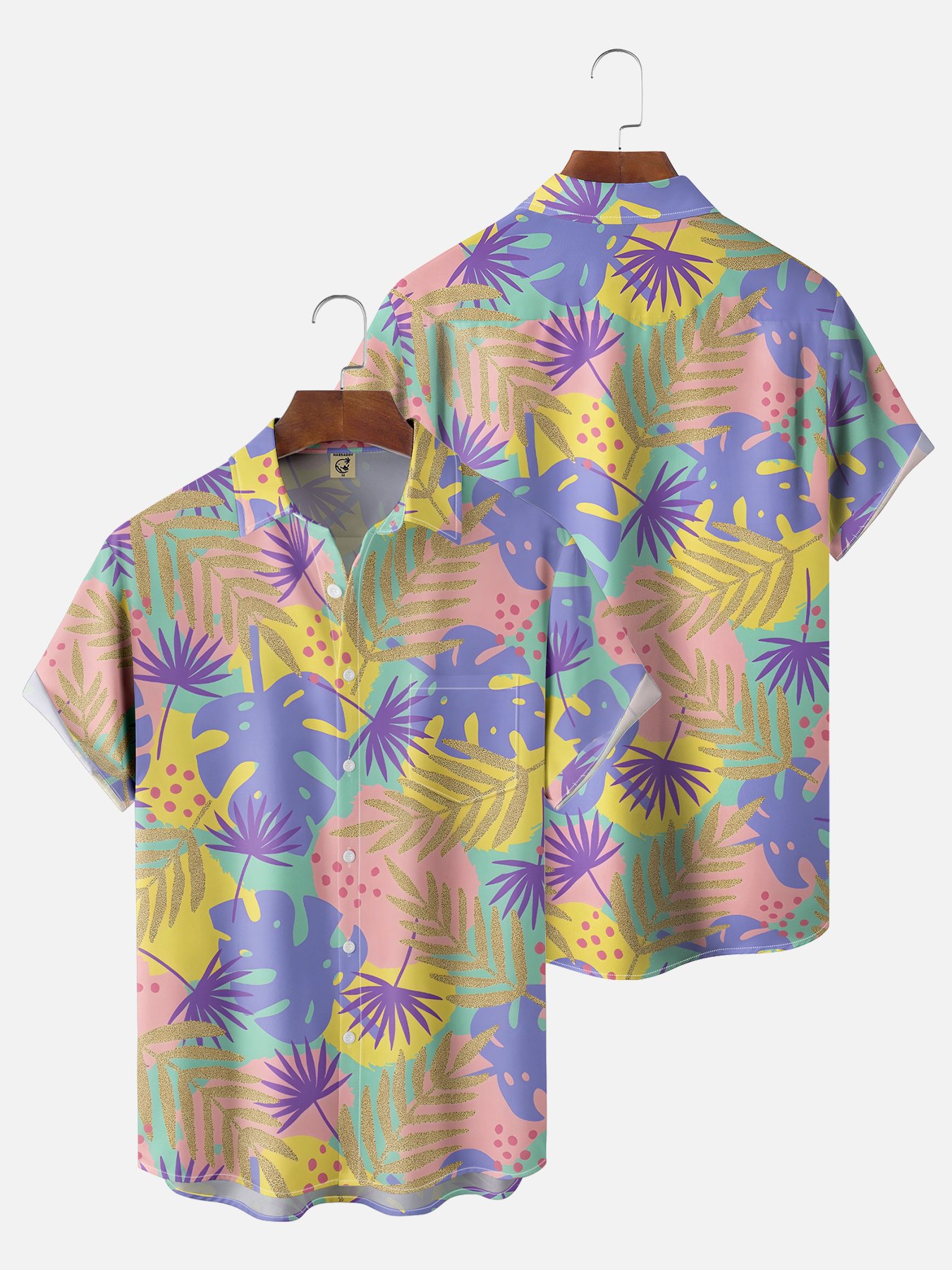 Moisture-wicking Palm Tree Chest Pocket Hawaiian Shirt