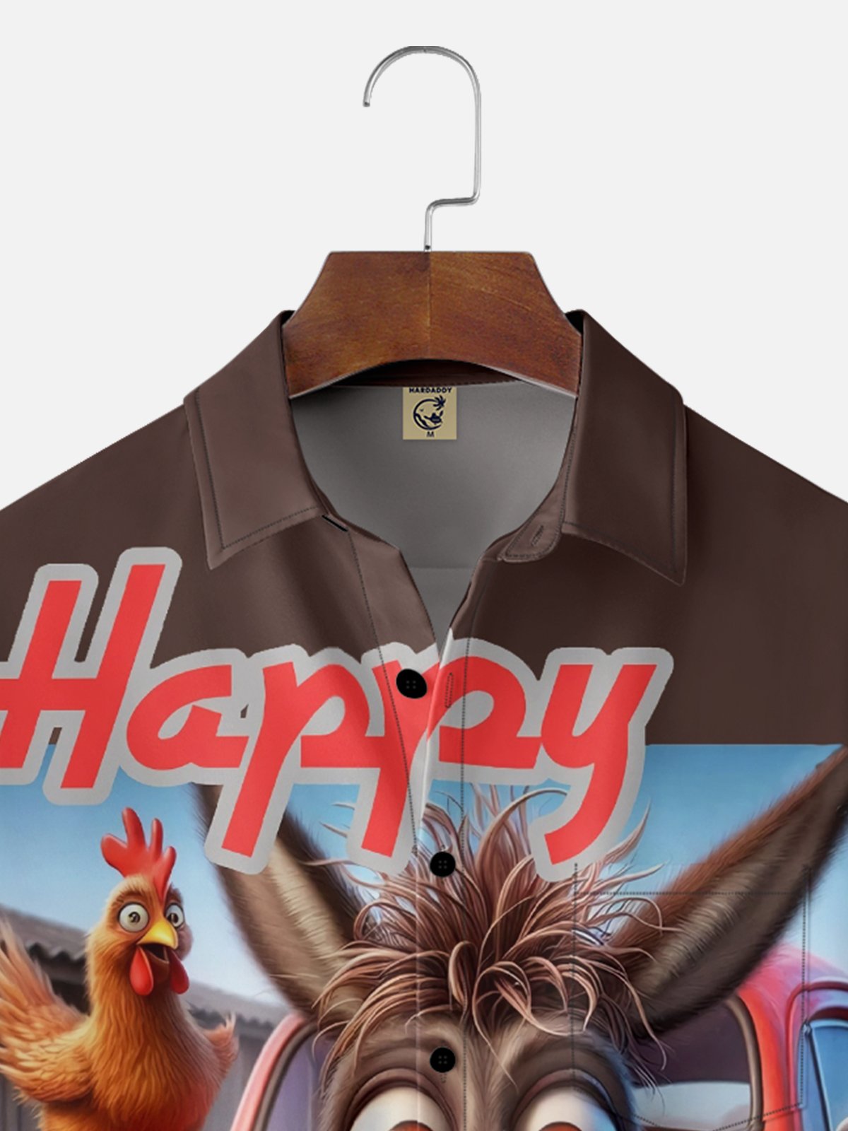 Moisture-Wicking Happy Friday Donkey And Chicken Chest Pocket Hawaiian Shirt