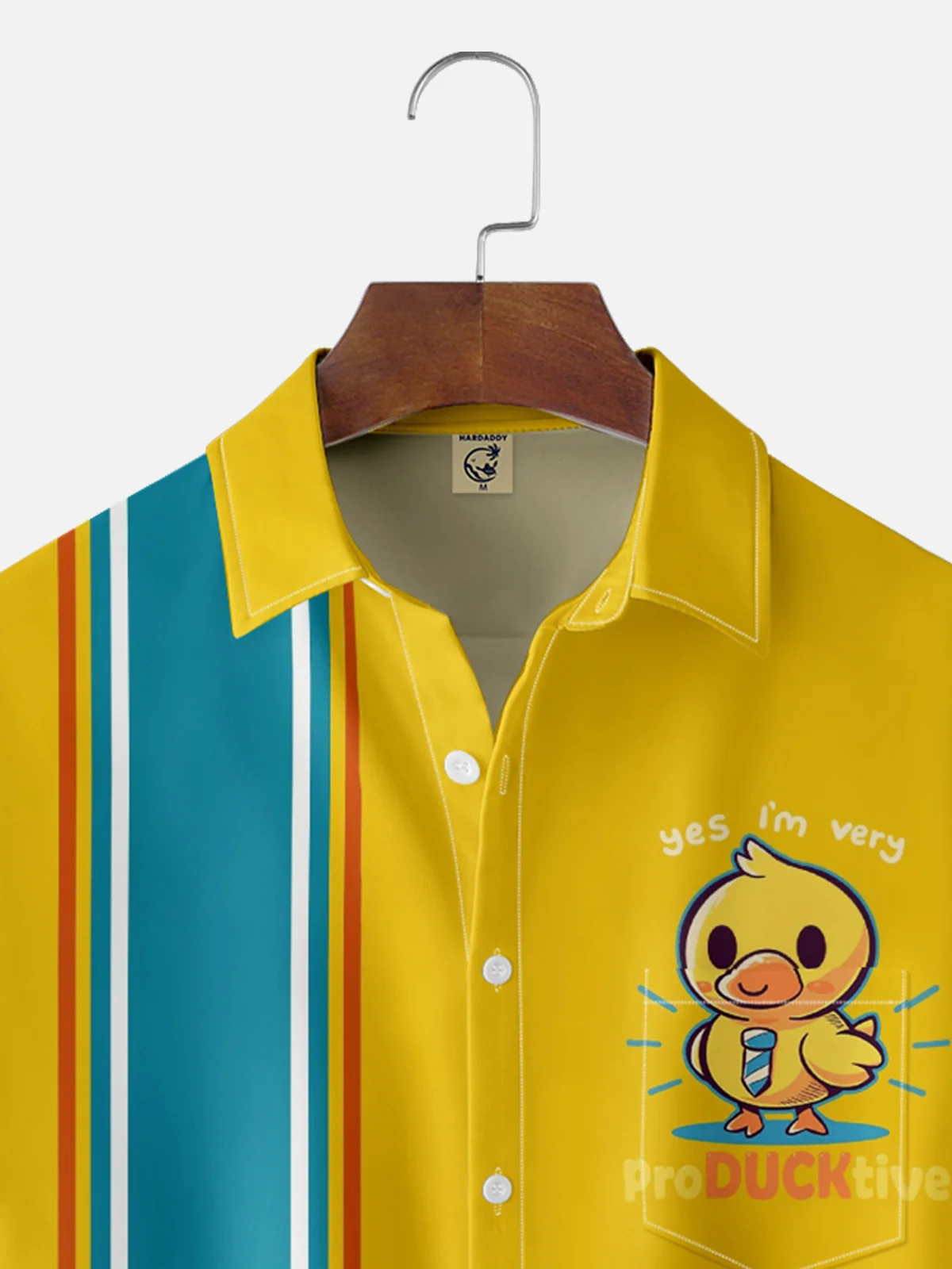 Hardaddy X Techranova Moisture-wicking Yellow Duck Chest Pocket Bowling Shirt