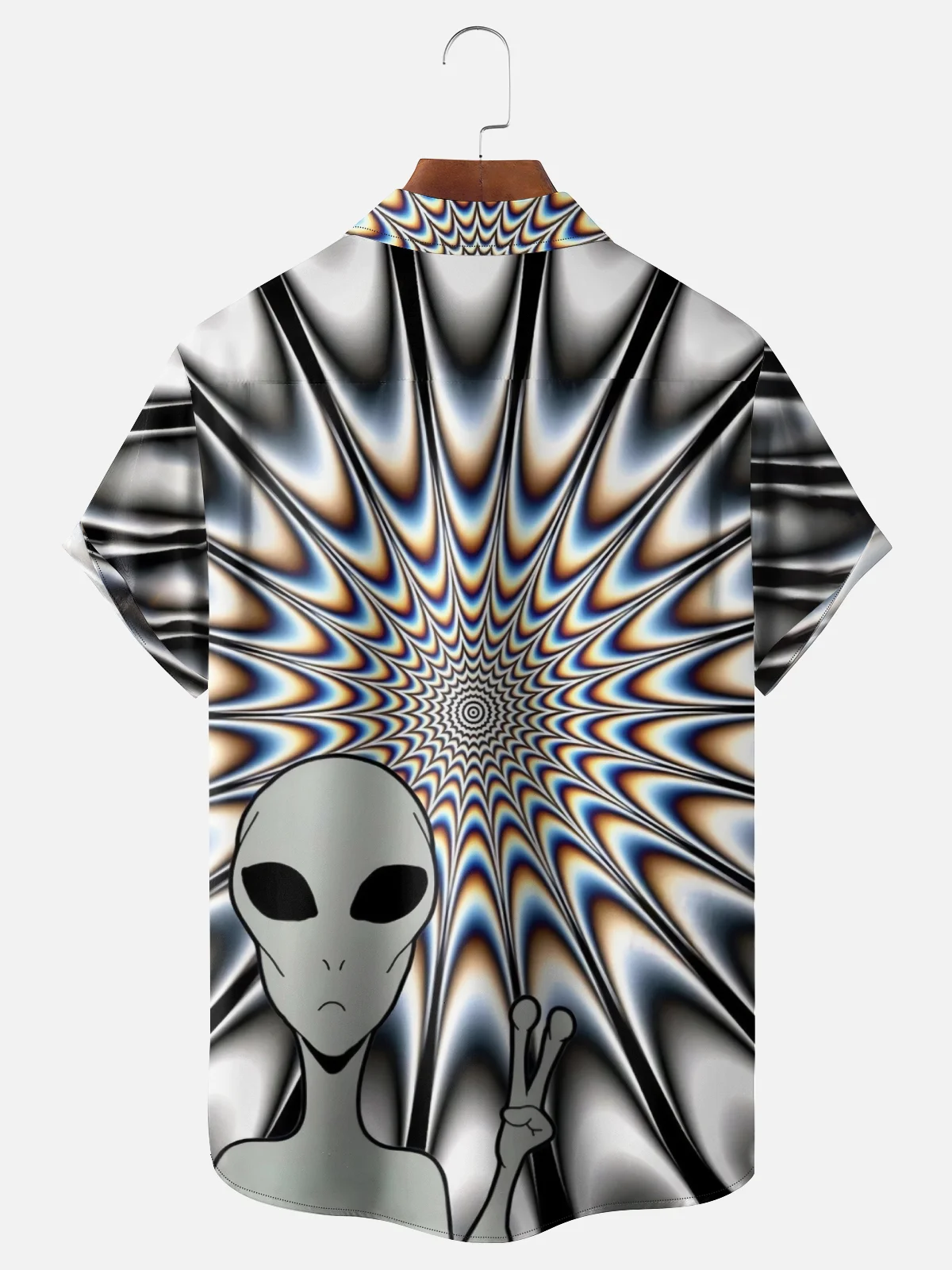 Moisture-wicking UFO Alien Chest Pocket Casual Shirt